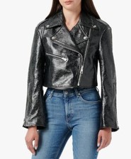 Just Cavalli Cracked Patent Leather Biker Jacket Rrp £2499