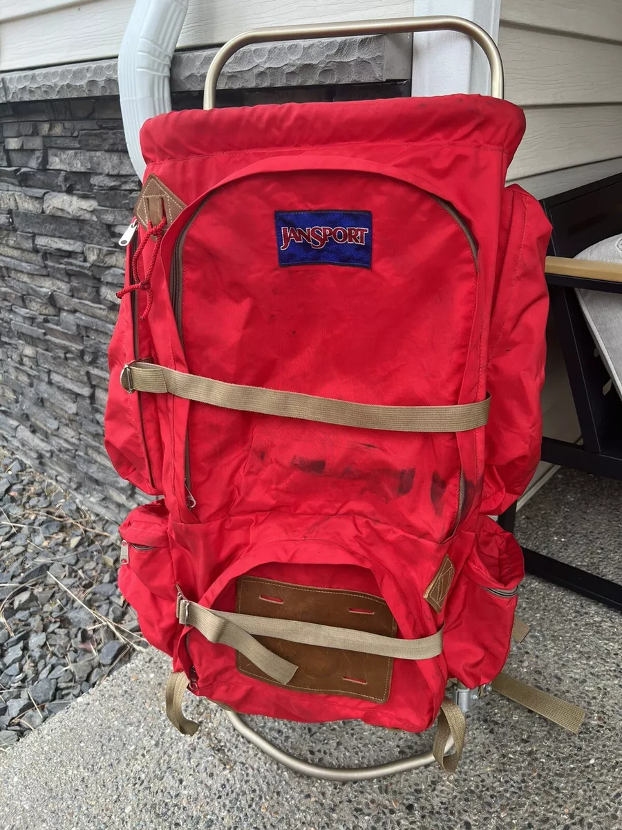 Vintage Jansport External Frame Hiking Camping Backpack w/ hip belt,  leather Red | eBay