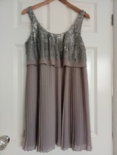 Flapper Mink Pink Silver Sequin Crinkle Pleat 1920s Gatsby 12 Dusky lilac Dress