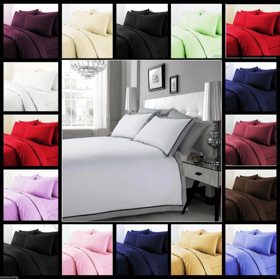 Luxury 100% Egyptian Cotton Duvet Quilt Cover & Pillowcase Bedding Set All Sizes