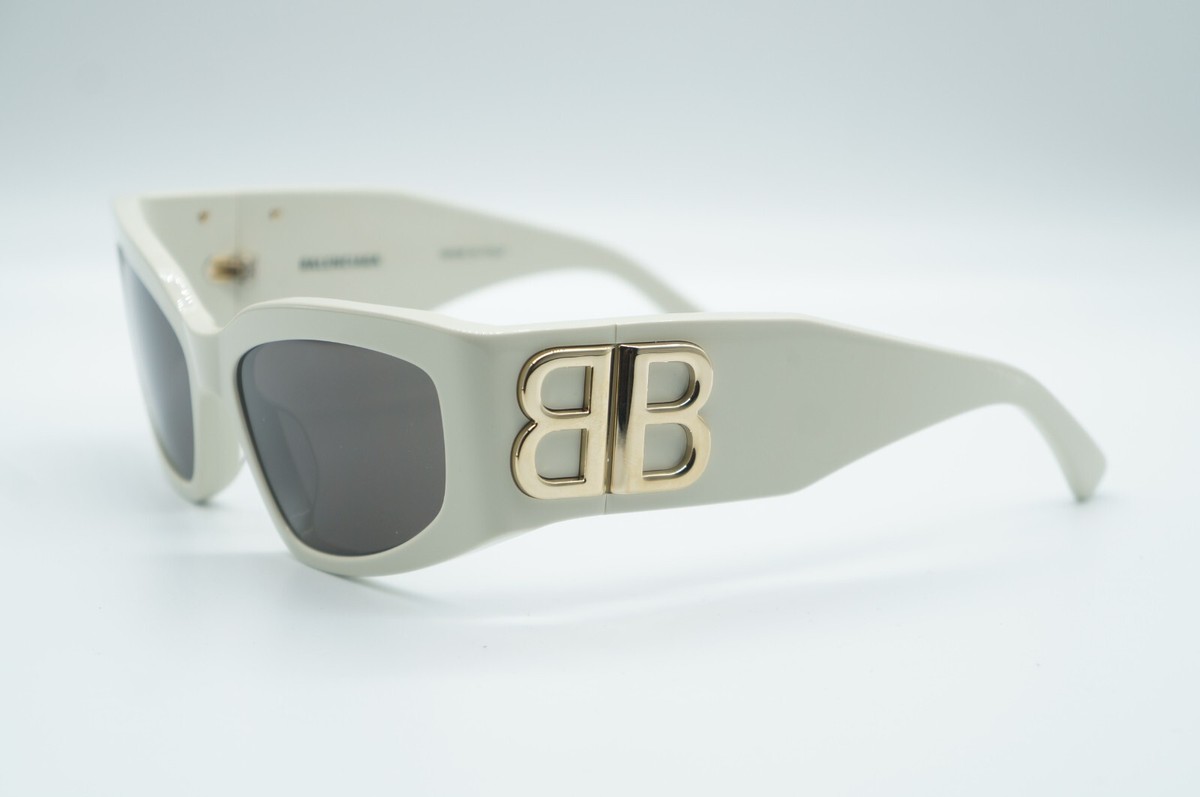 NEW BALENCIAGA BB0321S 010 WHITE AUTHENTIC SUNGLASSES FRAMES 57-17