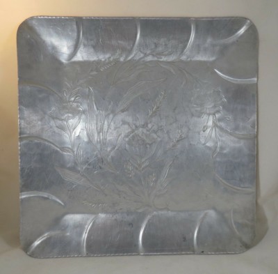 Intaglio E.M.P.C. Aluminum Tray Platter Floral Flower Lisianthus 12'' Square MCM
