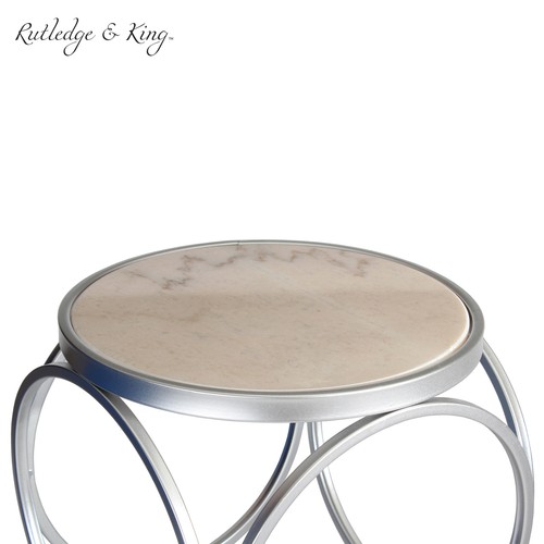 Rutledge & King Round Britton End Table - Metal End Table with Marble Top - Picture 11 of 14