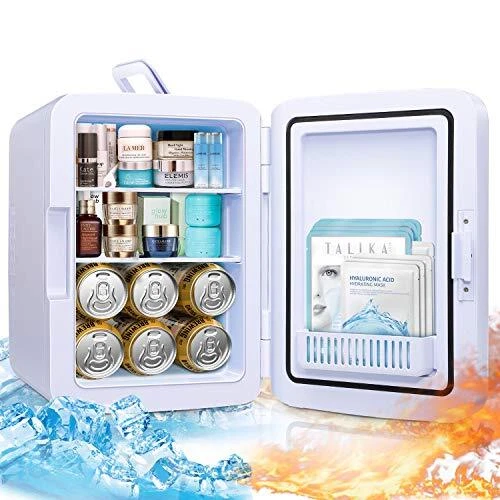 Rapid Cooling 10 Liter/12 Can Mini Fridge for Bedroom, Protable Skincare