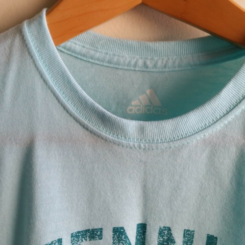 Camiseta de tenis atlético Adidas, azul claro, algodón poliéster, talla S, usada - Imagen 3 de 6