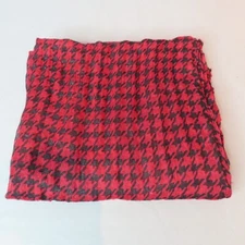 BELGO LUX Fashion Scarf Red Black Houndstooth Classic Sheer Lightweight 19x68