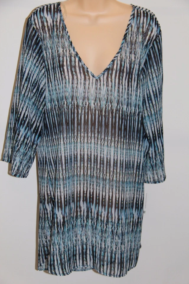 全新 Bar III 泳装比基尼遮盖迷你礼服束腰外衣 M 码靛蓝 — 第 3/4 张图片