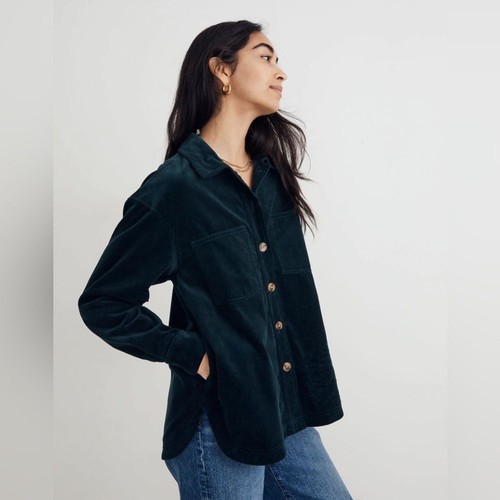 MADEWELL Kentwood Corduroy Shacket Medium Oversized Ancient Forest Green Western - Picture 3 of 12