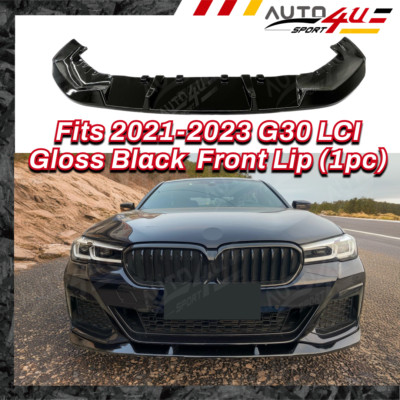 Fits 2021-2023 BMW 5 Series G30 M Sport Gloss Black Front Splitter Lip Spoiler