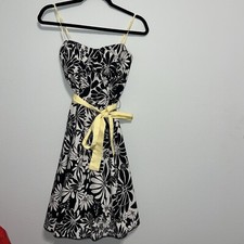 Ruby Rox Womens Size 3 Dress Black White Floral Rose A Line Knee Length