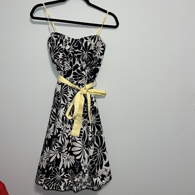 Ruby Rox Womens Size 3 Dress Black White Floral Rose A Line Knee Length