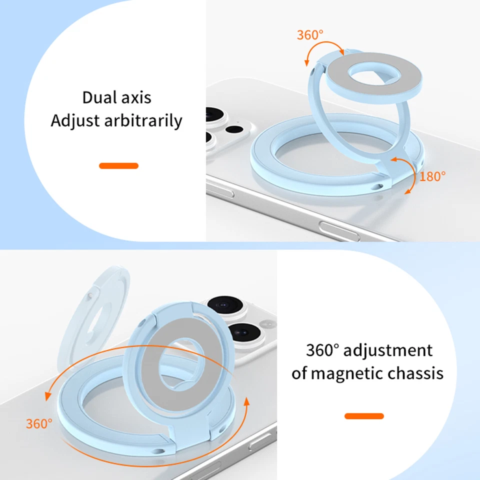 Soporte de anillo magnético doble para teléfono agarre para dedos soporte compatible con Mag Safe Foto 3 de 4