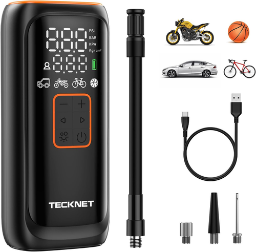 TECKNET Tyre Inflator Portable Air Compressor, 2*2000Mah & 150PSI Electric Air P - Picture 8 of 12