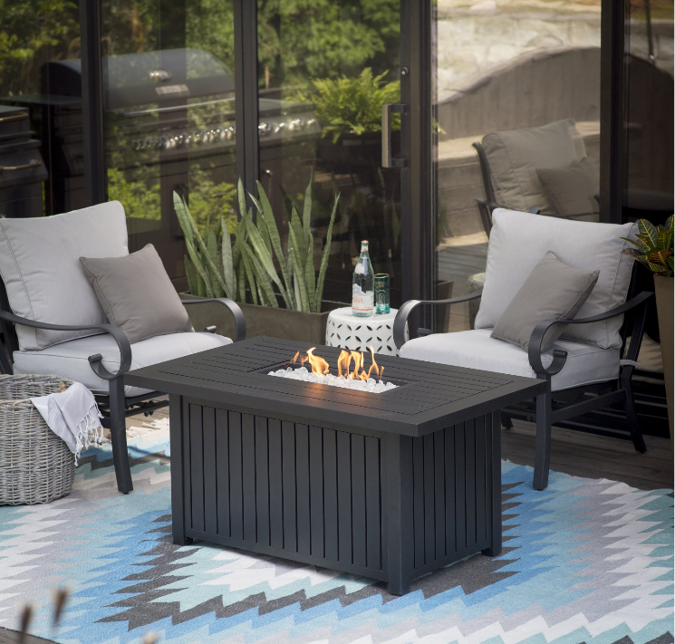 Large Outdoor Fire Pit Table Slate Patio Backyard Lp Heater Deck