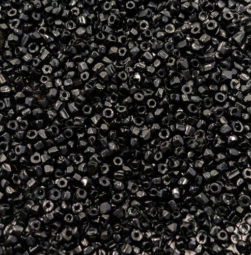 Black 9/0 3X Beads Vintage Victorian Mourning 20 Gram Glass BB95-105