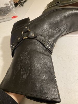 Harley Davidson Women's Leather Side Zip Harness Boots Size 7 1/2 Tub 10