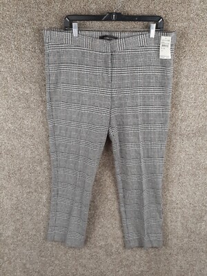 Amanda+Chelsea Pant Women 16 Black Houndstooth Knit High Rise Ankle Stretch NWT