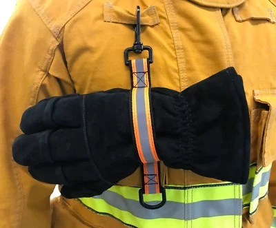 LINE2DESIGN Quick Release Glove Strap with reflective Trim Firefighter Turnout Gear - Orange
