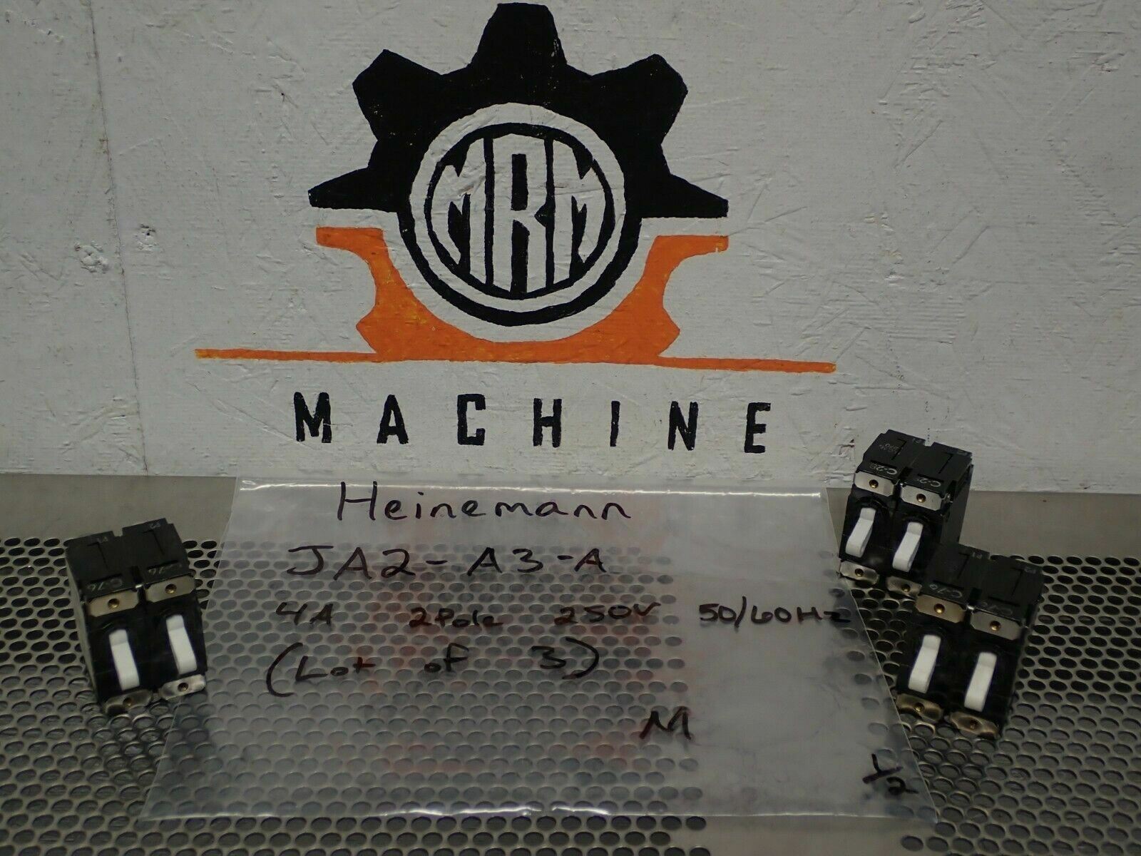 Heinemann JA2-A3-A 4A 2Pole Circuit Breakers 250V 50/60Hz New (Lot of 3)