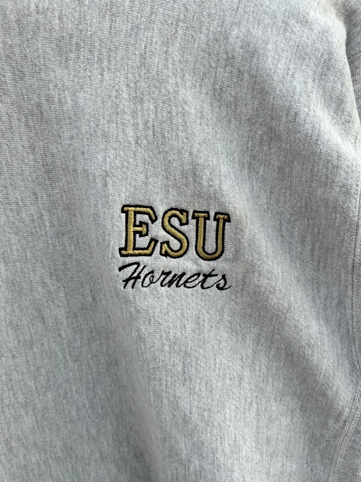 Moletom vintage Champion grande Emporia State Hornets tecido reverso faculdade simples - Imagem 3 de 4