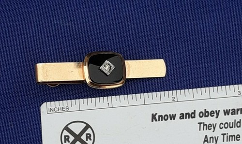 Vintage Vanguard 1/20 12 Kt GF Gold Collector Tie Clip with Diamond - Picture 10 of 12