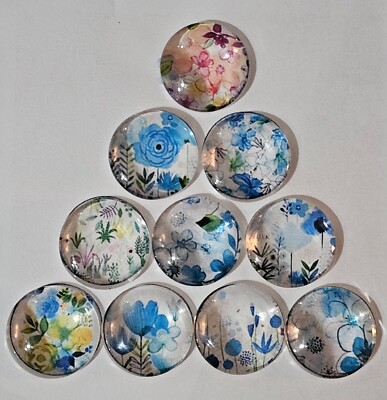 GORGEOUS FLOWERS One Inch Round Glass Refrigerator Magnet Set Of 10