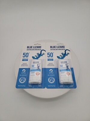 Blue Lizard Australian Mineral Sunscreen Stick Sensitive SPF50+, 0.5oz (2-Pack)
