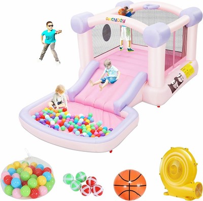 Inflatable Bounce House for Kids Gift, Bouncy House with Slide, Ball Pit &Blower