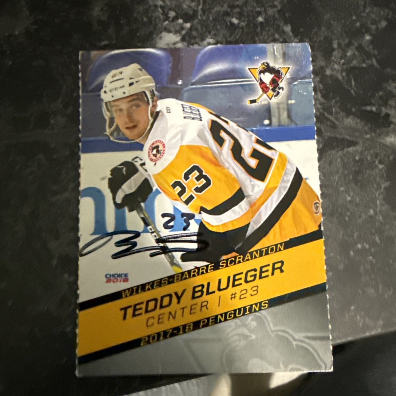 Signed Teddy Blueger Card