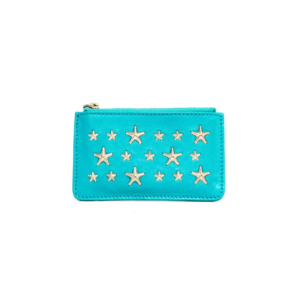 JIMMY CHOO coin purse Mint green leather Studs from japan used