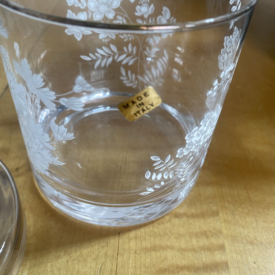 Vintage Etched Apothecary Glass Canister Jar, Made in Italy eBay