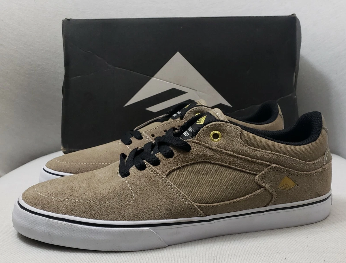 Emerica Men s Shoes The HSU Low Vulc Smu Tan White Size 8.5 Skateboard NEW NIB