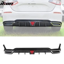 For 22-26 Civic Sport LX EX-L Carbon Fiber Print Rear Diffuser W/ Corner Spat PP