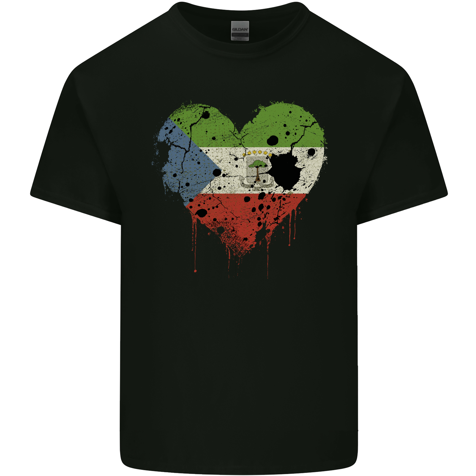 Love Flag Equatorial Guinea Football Mens Cotton T-Shirt Tee Top