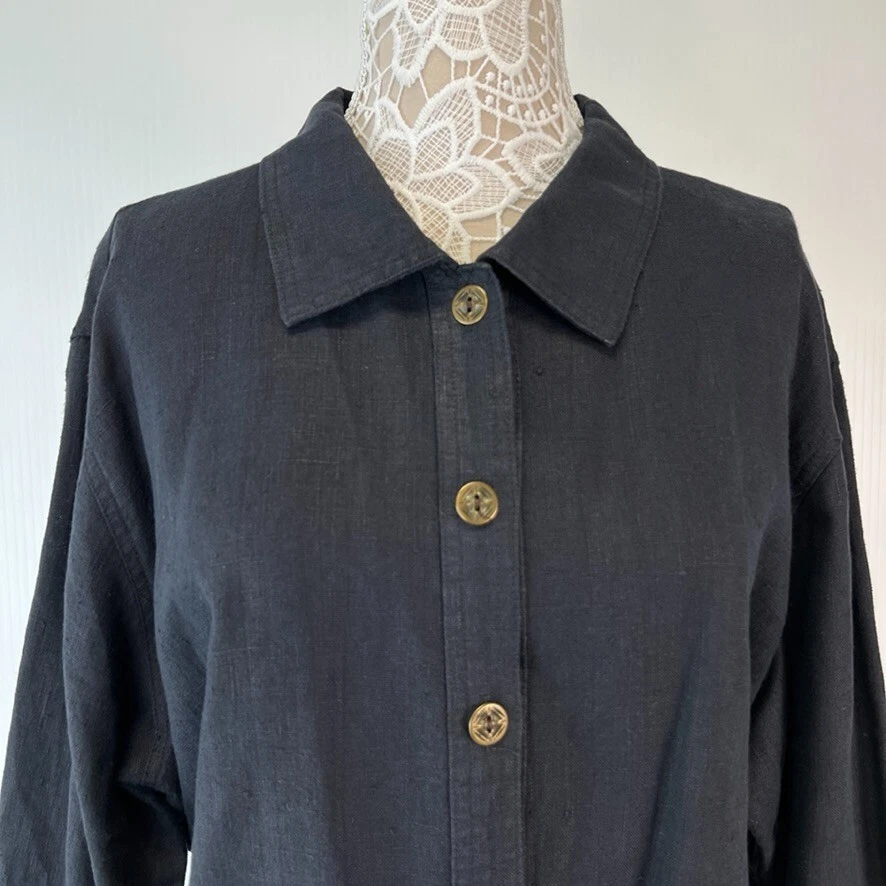 Chaqueta De Colección Studio Ease Mujer 20 W Plus Lino Abotonado Retro Abrigo EE. UU. Ex Foto 2 de 4