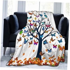 Blanket Soft Lightweight Flannel Fleece Cartoon Throw 60"x50" Butterfly