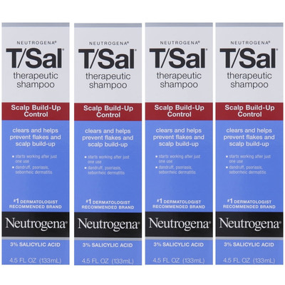 Neutrogena T/Sal Therapeutic Shampoo Scalp Build-up Control 4.5 FLoz (4 Pack)