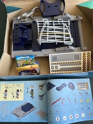 Playmobil 9433 The Explorers Enemy Airboat Raptor Dinosaurs Cage Jurassic Park