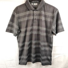 Calvin Klein Golf Polo Shirt Men's Size L Grey Stripe Short Sleeve Performance
