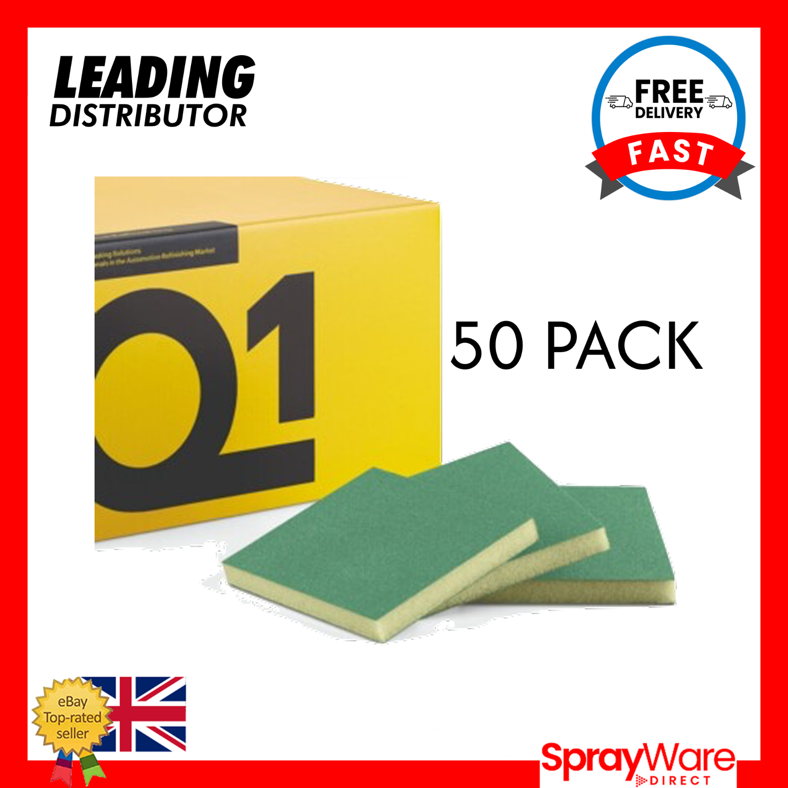 Q1 Double Sided Super Fine Sanding Sponges (Pack of 50) Grits 600-800-1000