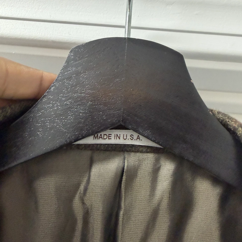 Chaqueta Blazer Hickey Freeman Hombre 38R Cachemir Marrón Ventana Cuadros Abrigo Deportivo Foto 4 de 4