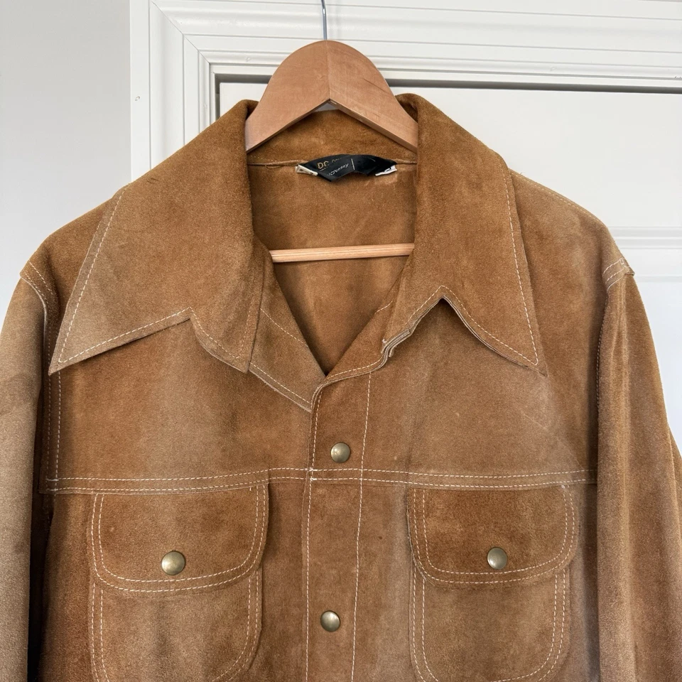 Chaqueta Western Vintage Años 70 JC Penney Áspera Gamuza A Presión Talla 42 Foto 2 de 4