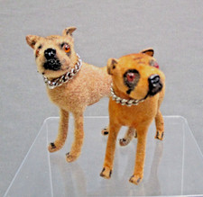 Vintage Kunstlerschutz Boxer Dogs with Custom Collars  West Germany Labels