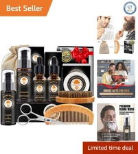 Comprehensive Men's Beard Grooming Set with Anti-Itch Properties - Gift Ready