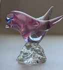 Rare Seguso Murano Sommerso Pink And Blue Art Glass Bird Sculpture.