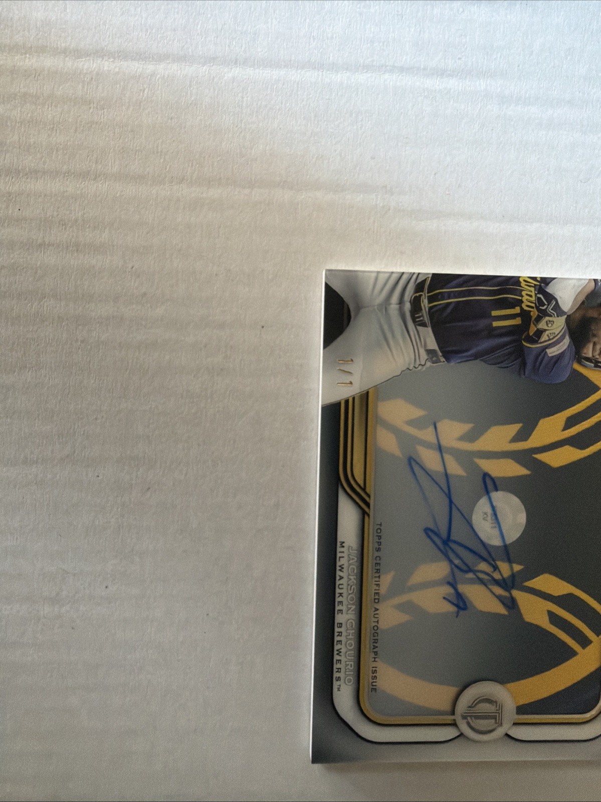 2026 Topps Tribute Jackson Chourio MIL Prime Patch Auto Relic PPA-JAC 1/1 Black view 5