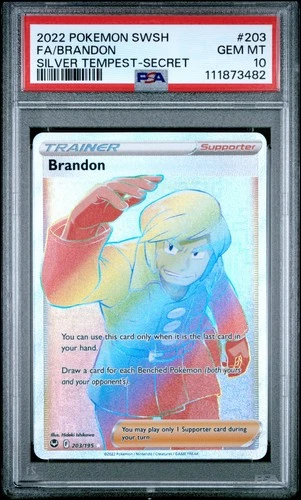 PSA 10 - SWSH Silver Tempest - Brandon - 203/195 - Hyper Secret Rare