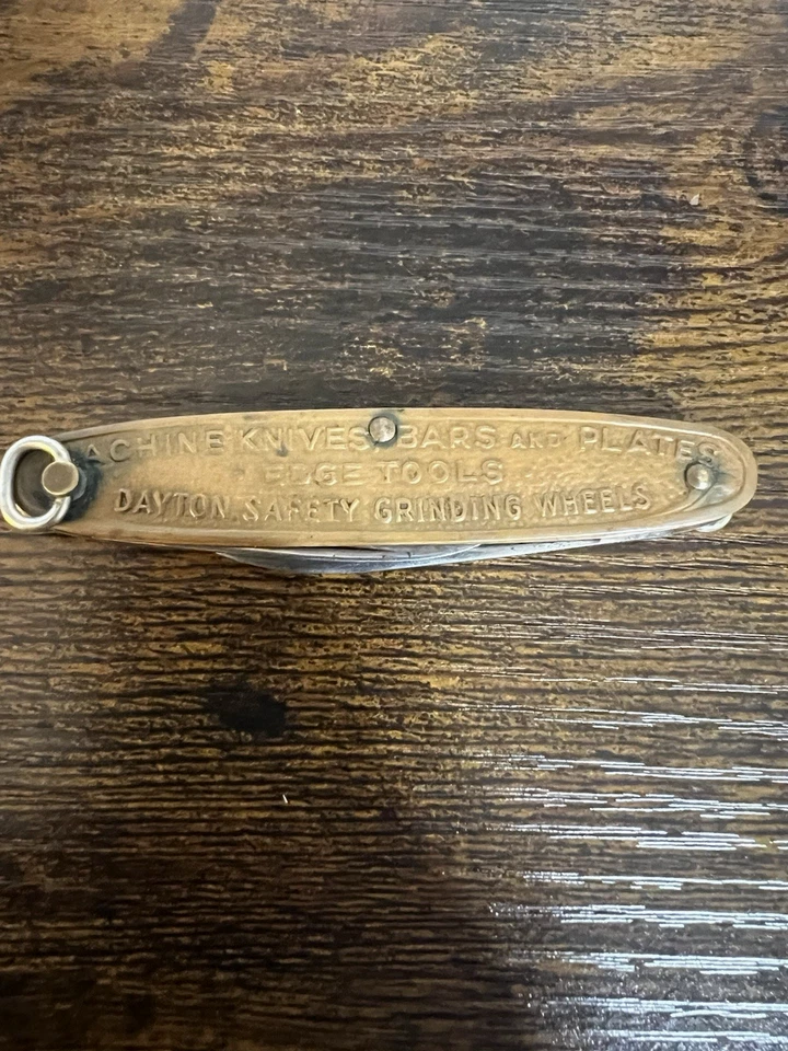 Navaja de bolsillo con anillo publicitario 1922 Simonds Worden White Co Dayton Ohio Foto 3 de 4