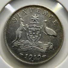 1919 Sixpence Coin - Very Fine - Silver George V