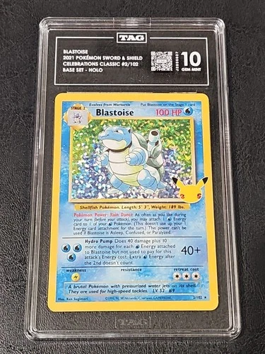 Blastoise 2/102 Celebrations: Classic Collection Holo TAG 10